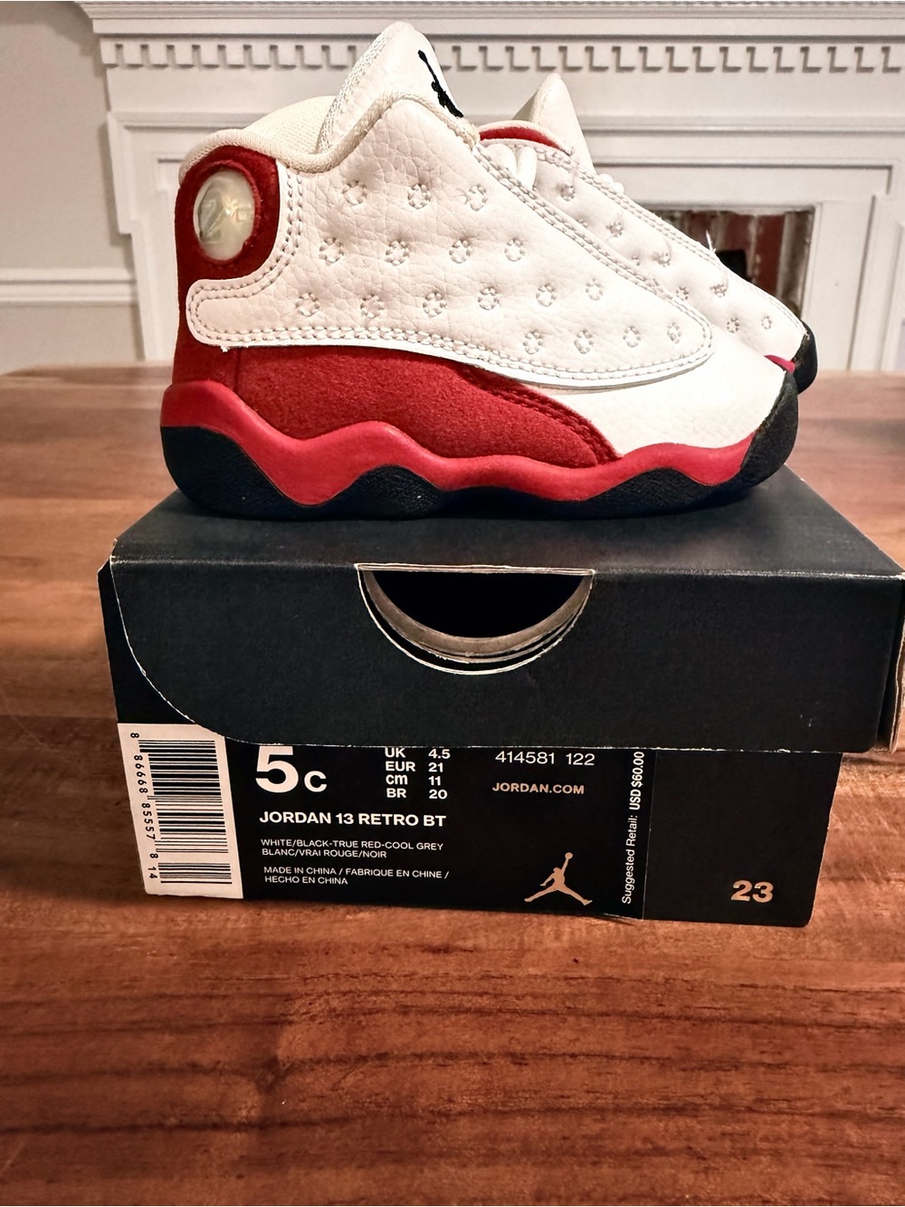Jordan Toddler White & Red Retro 13 Sneakers